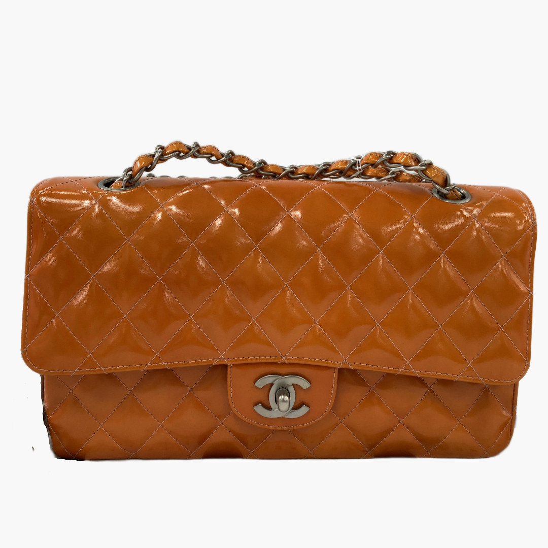 Orange Chanel Classic flap